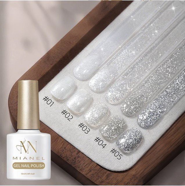 MIANEL NAIL Nagellack Gel, Weiß, Schimmernd, 10 ml - Bild 1