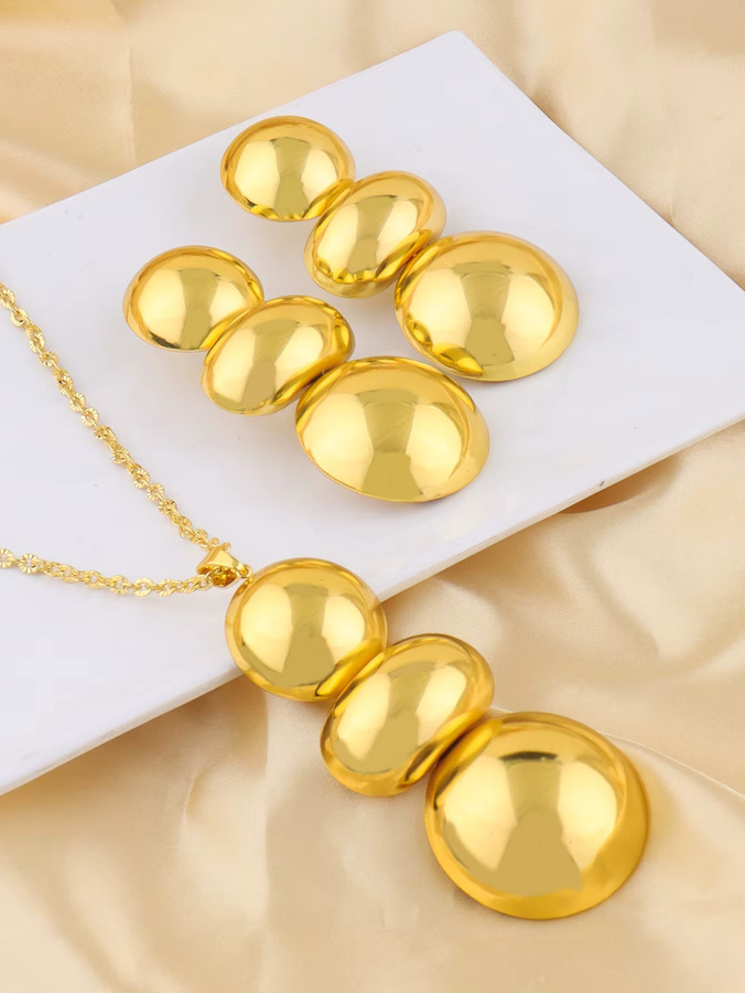 LETINGSHA Schmuckset, Ohrringe und Halskette, Gold, Damen, Hochzeit - Bild 2