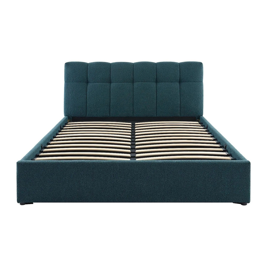 Vente-unique Bett Maziri mit Bettkasten in Blaugrün aus Bouclé-Stoff, B/T/H: 160 x 200 cm - Bild 2