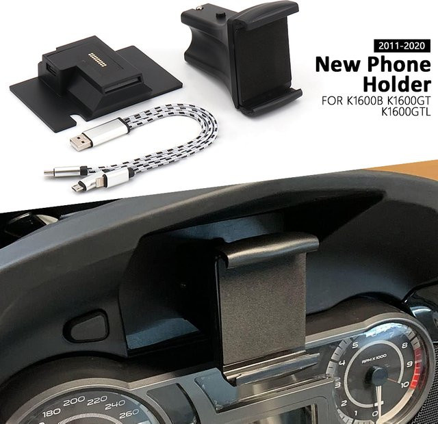 Otilli Stoßfester Motorrad Telefonhalter für BMW K1600B K1600GT K1600GTL, Schwarz - Bild 1