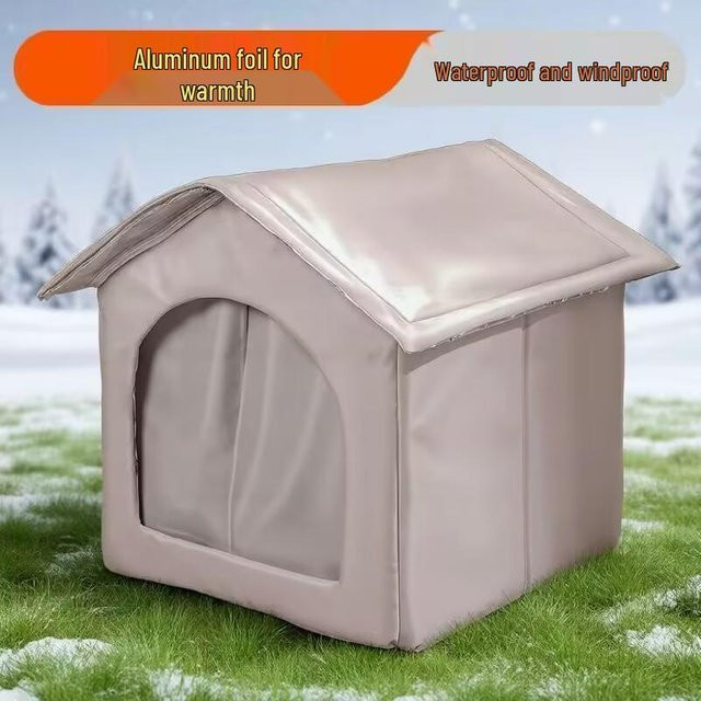 TrendVibeCN Outdoor-Katzenhaus winddicht und wasserdicht, wetterfestes Ganzjahres-Katzenhaus für Katzen und kleine Hunde, Grau, B/T/H: 42 x 42 x 42 cm - Bild 1