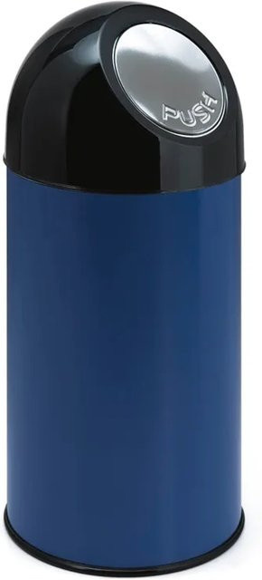 PROREGAL Klassischer Abfallbehälter mit Pushdeckel aus Metall, Blau, H x B x T: 67 x 31 x 31 cm - Bild 1