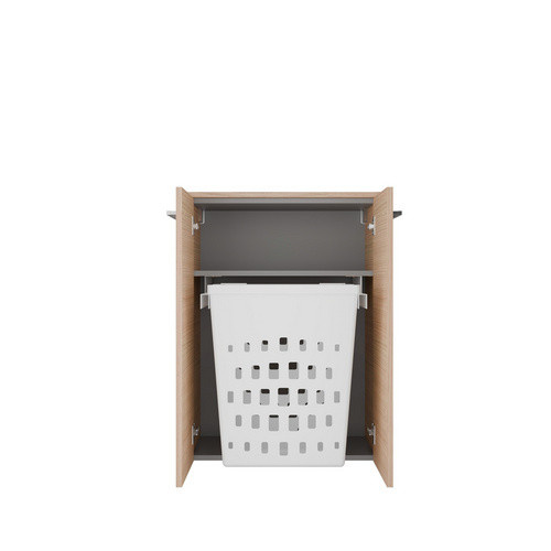 FACKELMANN Doppel-Midischrank B.Style in Sandeiche und Weiss mit 2 Türen und Wäschekorb, B/H/T: 60,2 x 82,6 x 32,0 cm - Bild 3
