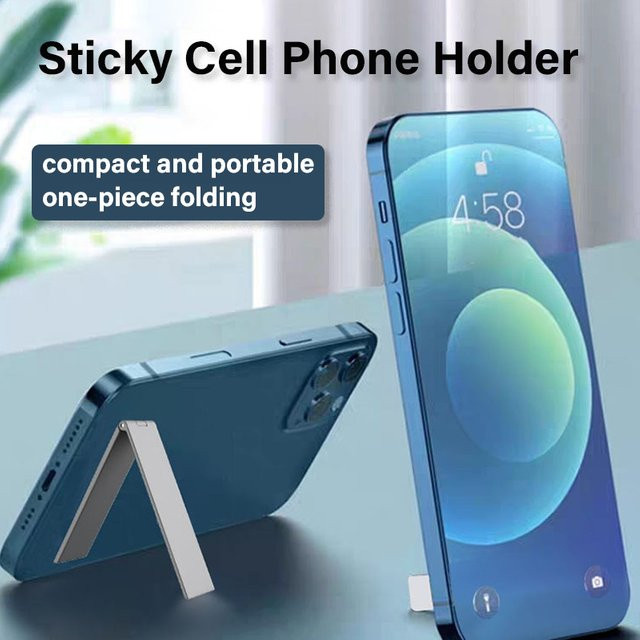 QGhappy Faltbare Handyhalterung aus Metall in Blau, Kompakter ultradünner Schreibtischständer für dein iPhone - Bild 1