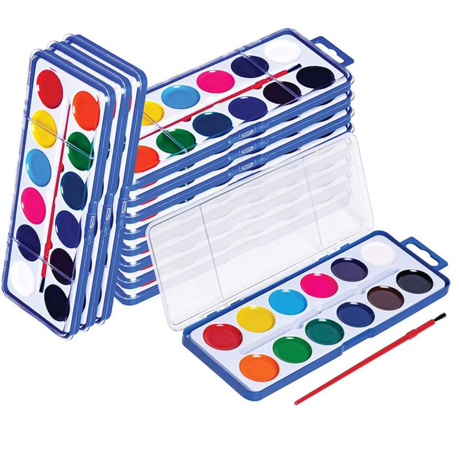 Waschbares Aquarellfarben-Set mit Wasserpinsel und Palette in Multicolour für Kinder - Bild 6