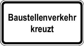 Warn- und Hinweisschild Baustellenverkehr kreuzt von ADCO in Weiß aus Aluminium B: 60 cm, H: 33 cm - Bild 1