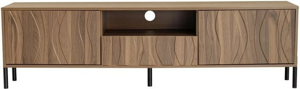 PXloue TV Lowboard Modern in Natur/Braun mit Wellenoptik und 3 Türen, Breite: 160 cm