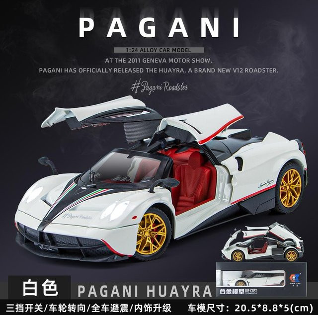 Linyi toy car Pagani Huayra Dinastia Hypercar Modellauto, 1:24, Metall, mit Ton und Licht, Rückziehfunktion, ab 14 Jahren - Bild 1