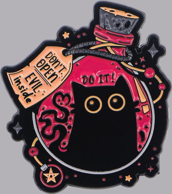 Ramulus Brosche, schwarze Katze, Emaille, Unisex - Bild 1