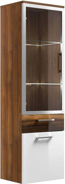 Posseik Bad-Hochschrank Rima Walnuss mit Glastüren und Soft-Close-Funktion, Breite: 40 cm, Höhe: 134,5 cm - Bild 1
