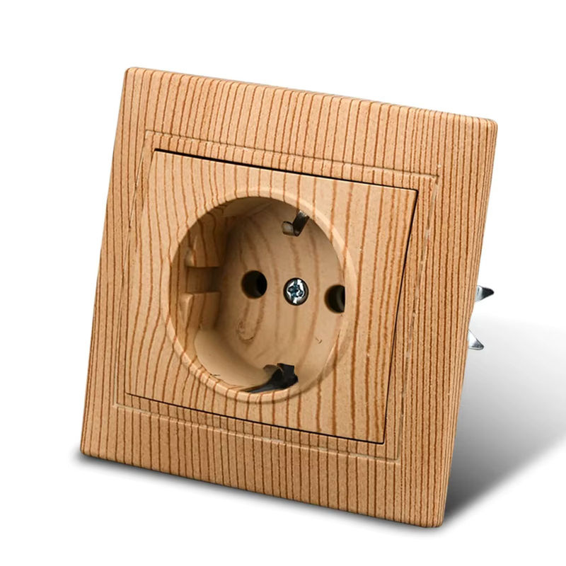 WESA Holzsteckdose in Braun, 16 A, EU-Standard Bodenwandsteckdose mit flammhemmender Kunststoffplatte, B/H: 8,6 x 8,6 cm - Bild 7
