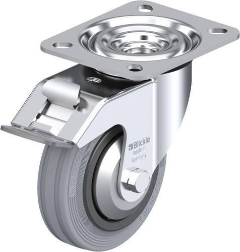 Blickle Lenkrolle L-VPP 100R-FI-SG-FA mit Feststeller, Durchmesser: 100 mm, Tragfähigkeit: 70 kg, Farbe: Silber - Bild 1
