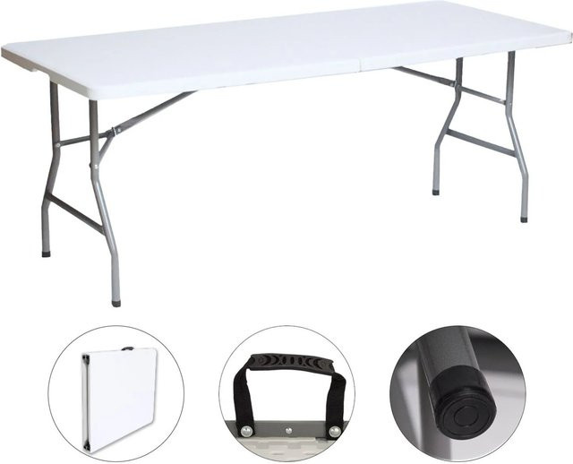 TRUTZHOLM Klapptisch Gartentisch aus Kunststoff und Stahl, B/T/H: 180 x 75 x 74 cm - Bild 1