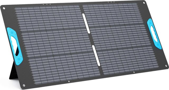 E-POWO 110 W tragbares Solarpanel in Schwarz mit 20 V, faltbares ETFE Solarladegerät mit USB-A und USB-C Anschlüssen für Camping und Powerstations - Bild 1