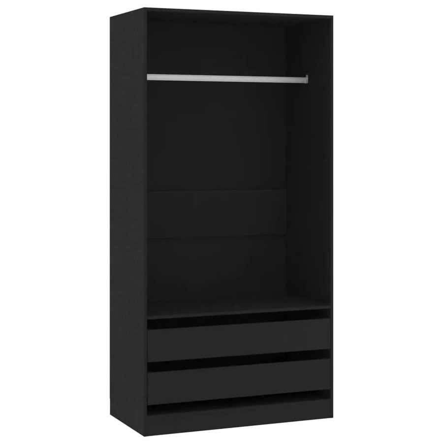 vidaXL Kleiderschrank mit integrierten Schubladen Schwarz Holzwerkstoff B/T/H: 100 x 50 x 200 cm - Bild 2
