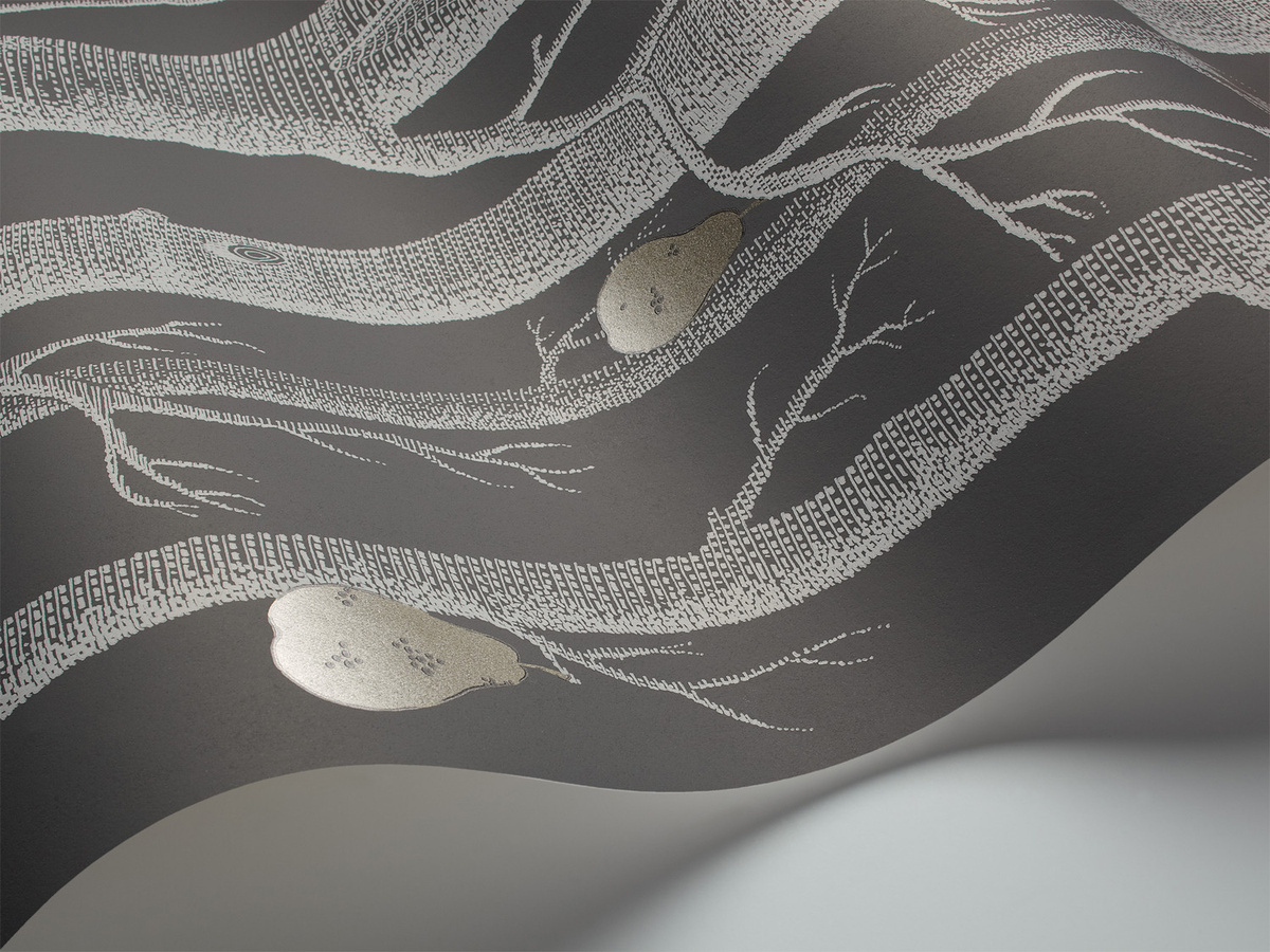 Cole & Son Tapete Woods & Pears in Charcoal/White/Gilver/Grey - Bild 1
