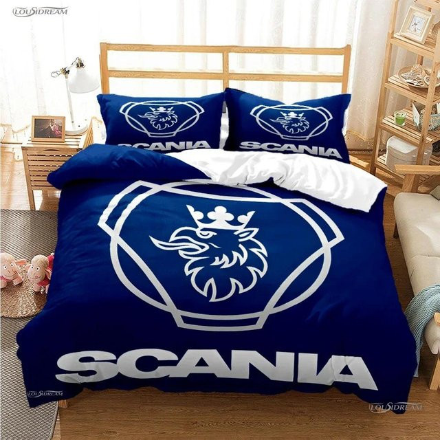 Somelli Bettwäsche-Set Scania LKW Adlerkopf in Blau mit Bettbezug und Kissenbezügen aus Mikrofaser, B/H: 135 x 200 cm - Bild 1