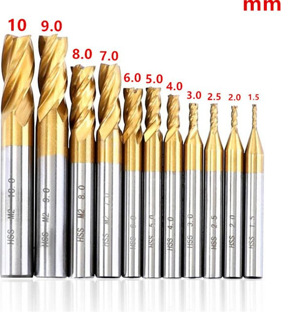 Conboom Titan Beschichteter HSS Vierflöte Spiral Bohrer mit HRC63 CNC Fräser für Holz und Stahl, Gold, 1,5-10mm - Bild 1
