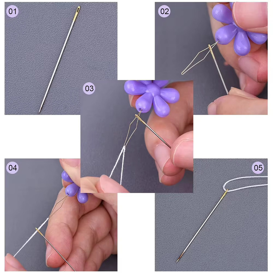 NOTIONSLAND 20 Stück Blumenform Drahtschlaufe Nadeleinfädler in Mehrfarbig für DIY Kreuzstich Stickerei und Handarbeiten - Bild 3