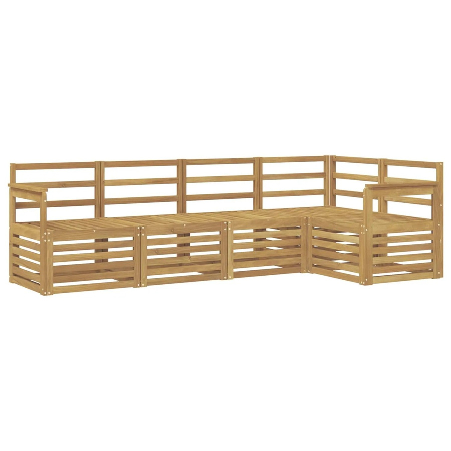 vidaXL Outdoor-Sofagarnitur 5-teilig aus Akazienholz in Weiß, L-Form, B/T/H: 247 x 128,5 x 73 cm - Bild 2