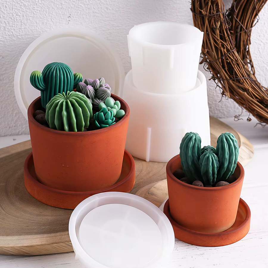 UDOCOOL Silikonform für runde Kerzen und Glas mit Deckel Set zum DIY Betongießen von Blumentöpfen, Schmuckboxen und Gips- oder Harzobjekten - Bild 4