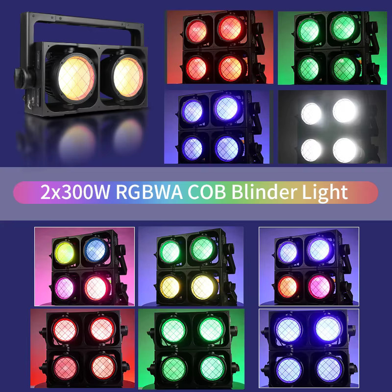 AICPOSE 2x300W RGBAW 5-in-1 COB Blinder LED Bühnenbeleuchtung IP65 Wasserdicht Schwarz - Bild 4