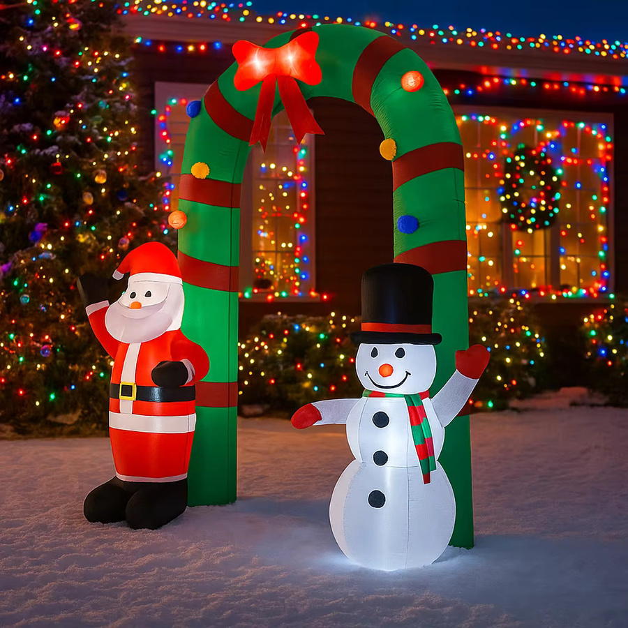 TONGHUANIU Aufblasbarer Weihnachts-Torbogen mit LED-Lichtern, Santa Claus und Schneemann, Mehrfarbig, Höhe: 240 cm - Bild 2