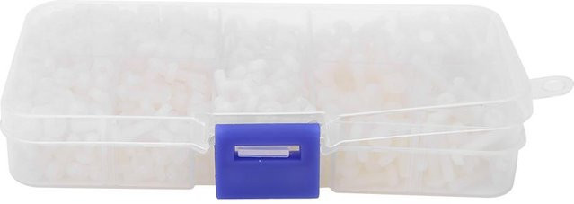 TOMTOP JMS M3 Nylon Befestigungskombinationssatz aus Kunststoff mit Schrauben, Muttern und Unterlegscheiben in Weiß und Transparent, 800 Stück pro Box - Bild 1