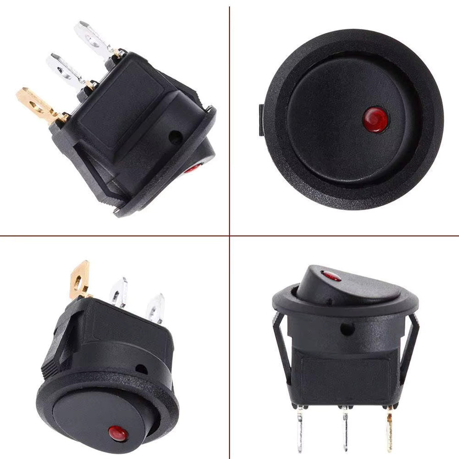 12 Stück ELECAPITAL runder Wippschalter 12 V, zweistufiger 3-poliger LED-Lichtschalter EIN-AUS in Schwarz und Multicolor für Marine-Anwendungen - Bild 3