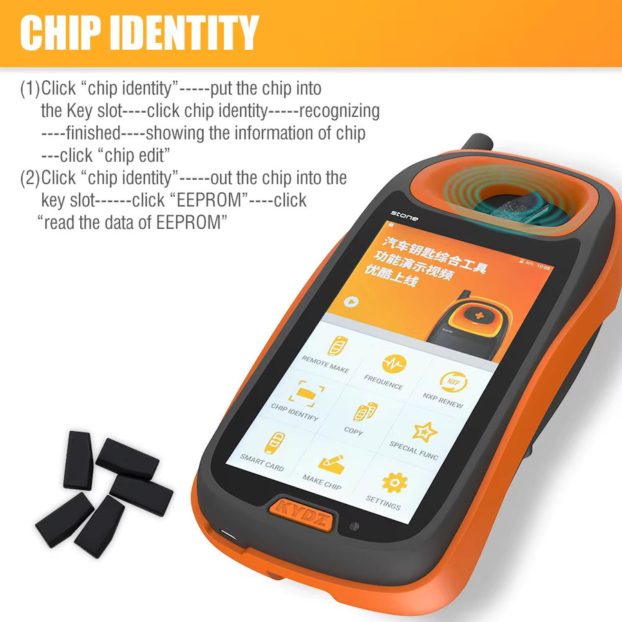 YIQIXIN Smart Key Programmierer für KYDZ Chip mit NXP Smart Card-Erkennung und Diebstahlsicherung in Orange - Bild 4