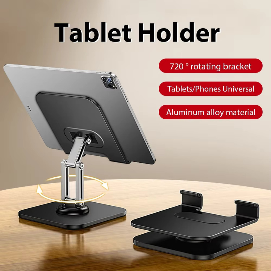 Tablet-Halterung aus Kohlenstoffstahl in Schwarz mit 360-Grad-Drehfunktion für iPad Pro, Air, Mini und Smartphones von 4 bis 15 Zoll - Bild 3