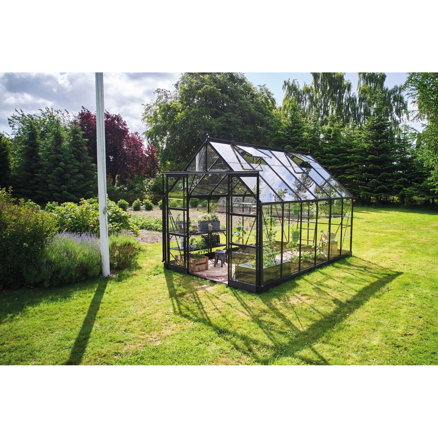 Halls Gewächshaus Icon 8 Glas in Schwarz mit 9,7 m² Anbaufläche für deine Pflanzenzucht im Garten - Bild 2