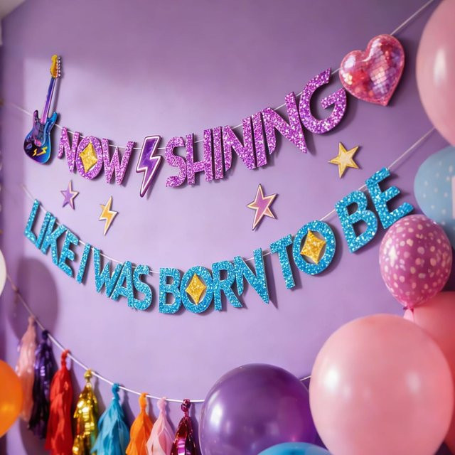 AFYPRTY Papierbanner Now Shining Like I Was Born To Be in Mehrfarbig für Geburtstagsfeiern und Musikpartys - Bild 1