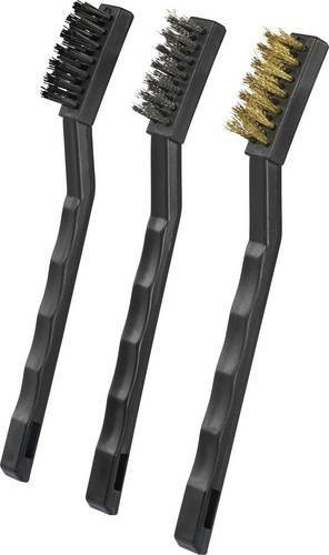 TOOLCRAFT Drahtbürsten-Set aus Edelstahl, Nylon und Messing in Silber und Schwarz, Länge: 17 cm - Bild 1