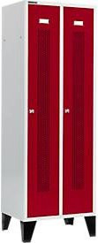 Schäfer Shop Select Kleiderspind mit 2 Abteilen, gelochte Streifen, Zylinderschloss und Füßen, Farbe: Rubinrot, Breite: 300 mm - Bild 1