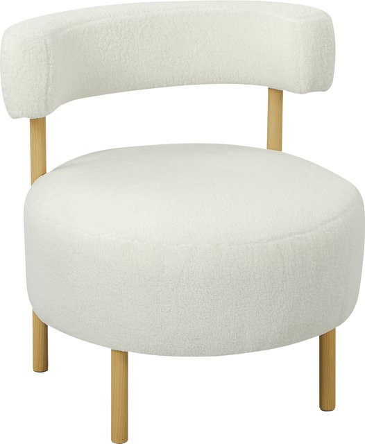 HOMCOM Loungesessel mit Sherpa-Fleece und Metallbeinen in Holzoptik, Polstersessel Cremeweiß - Bild 1