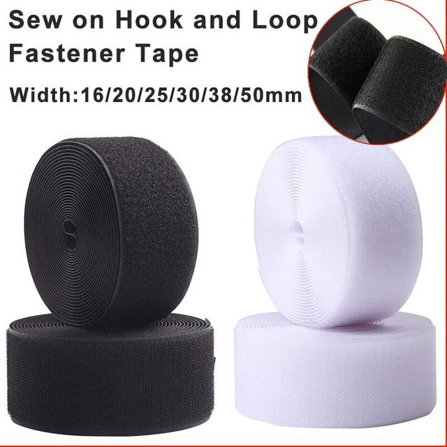 Aufnähbares Klettband aus Nylon in Weiß, 1 Meter Länge, Breite: 20-50 mm - Bild 1