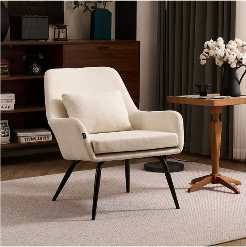 HOME DELUXE Sessel ORION Lounge-Sessel aus Stoff in Weiß - Bild 2