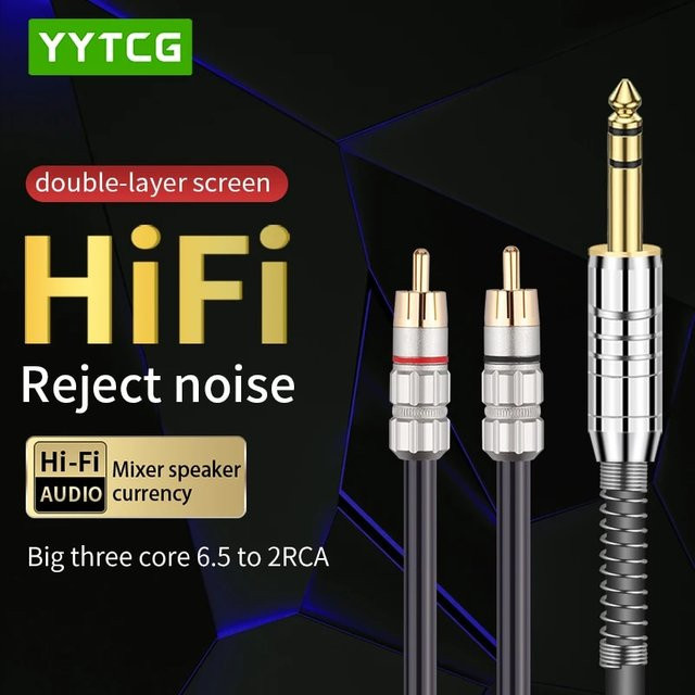 Yytcg Adapterkabel 3,5mm Klinke auf 2 RCA Stereo Stecker in Schwarz - Bild 1