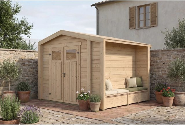 Weka Holz-Gartenhaus Killarney mit Satteldach in Natur Braun B: 311 cm, T: 263 cm, H: 241 cm - Bild 1