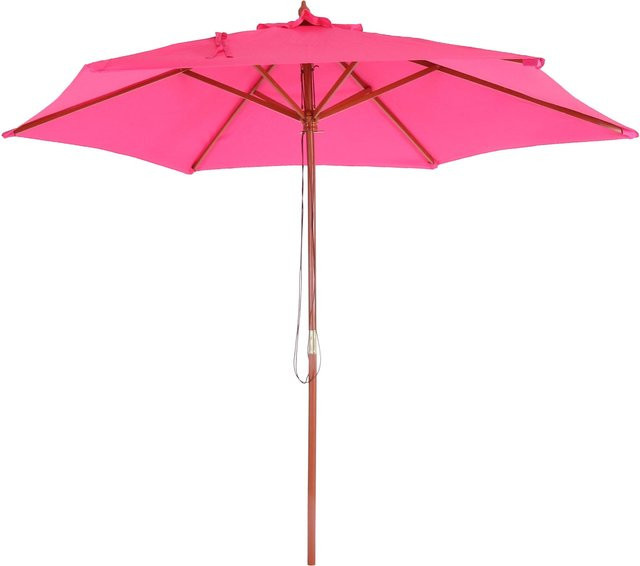 Sonnenschirm Lissabon von MCW in Pink mit Holzgestell und Polyesterbespannung, Durchmesser: 300 cm - Bild 1