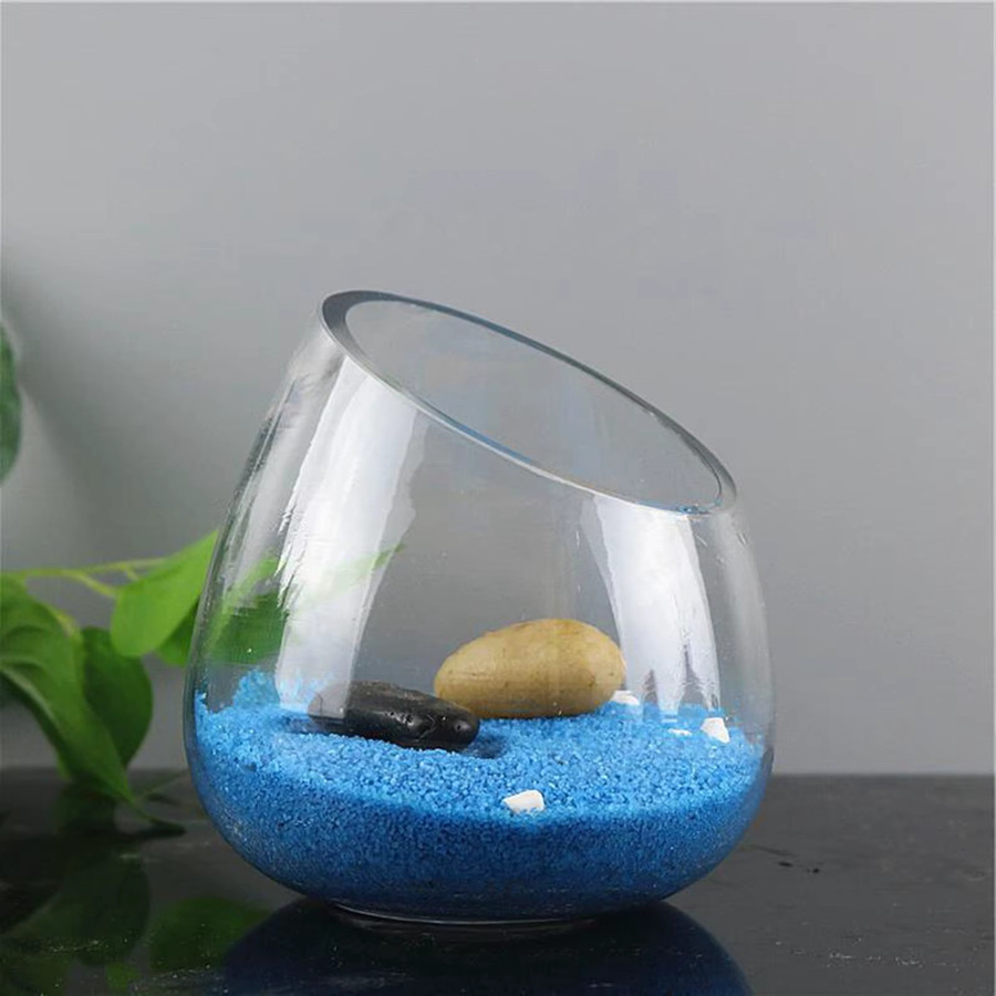 Kesoto Glasvase mit Schrägschnitt für Luftpflanzen und Terrarien, transparent, rund - Bild 2