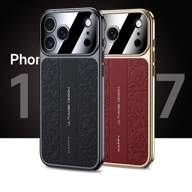 EHUIDE Schutzhülle mit Drachenmuster für iPhone 17 Pro Max, iPhone 17 Pro und iPhone 17P in Sand, stoßfestes Leder mit Kunststoff-Beschichtung - Bild 1