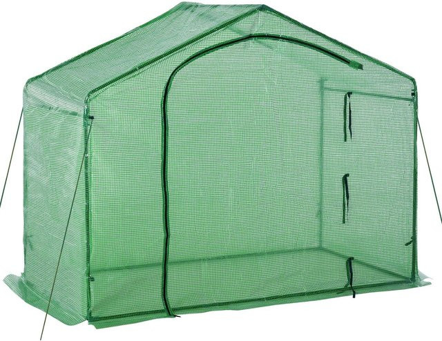 Outsunny Foliengewächshaus Frühbeet mit Tür und Fenster in Grün aus Stahl und PVC-Kunststoff, B/T/H: 180 x 100 x 165 cm - Bild 1