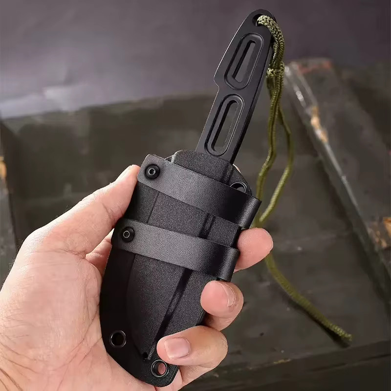 Outdoor-Überlebensmesser aus Stahl in Schwarz für Camping und Wandern mit gerader Klinge - Bild 4