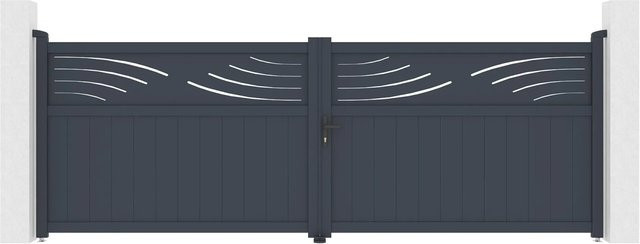 Casanoov Elektrisches Flügeltor Halti aus Aluminium in Grau inklusive Drehtorantrieb Ranger B150, B: 392 cm, H: 140 cm - Bild 1