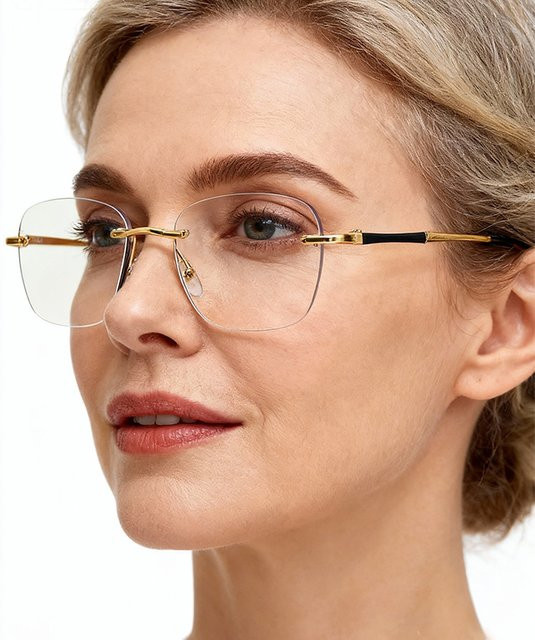 VABBON Lesebrille, randlos, rund, Metal, photochrom, Blaulichtblockierung - Bild 1