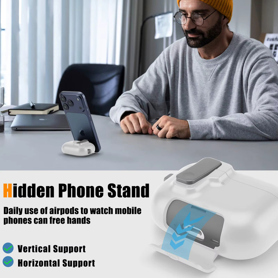 Apple AirPods Pro 3 Schutzhülle mit Schlüsselanhänger in Sandstein-Design, Anti-Verlust Case für Männer und Frauen - Bild 4