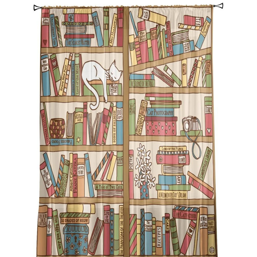 Yiran Furniture Transparentes Tüll-Fenstervorhang mit Katze-Motiv in Multicolour, Breite: 135 cm, Höhe: 115 cm - Bild 2
