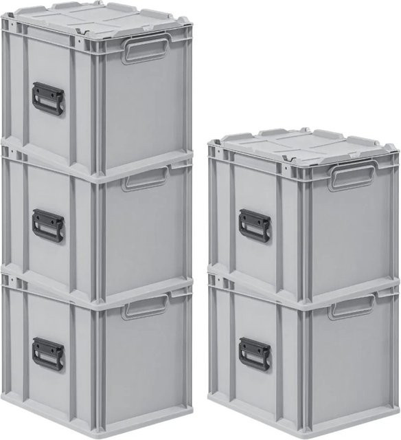 PROREGAL Spar Set 5x Eurobox Nextgen Portable Transportbehälter Grau, H x B x T: 33,5 x 40 x 30 cm, 30 Liter - Bild 1